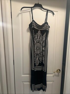 Shoreline Black Maxi Dress with White Paisley Print